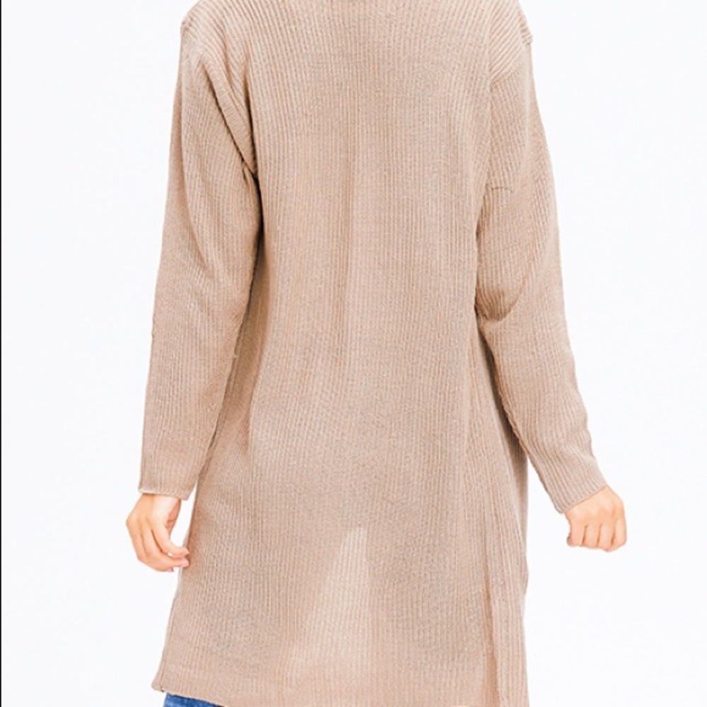 Khaki Brown Ribbed Cardigan - Picture 5 of 7